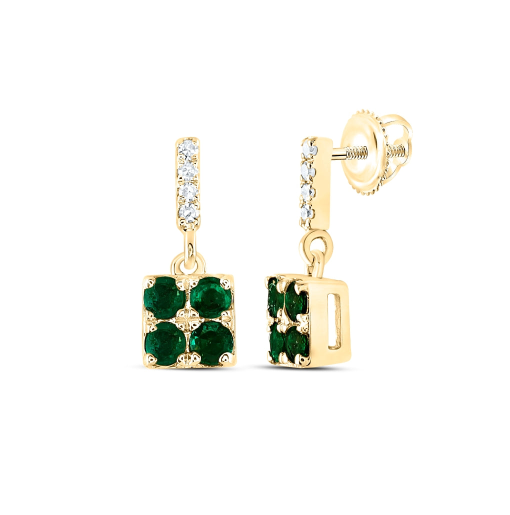 14K Yellow Or White Or Rose Gold Gold Womens Diamond Square Dangle Earrings