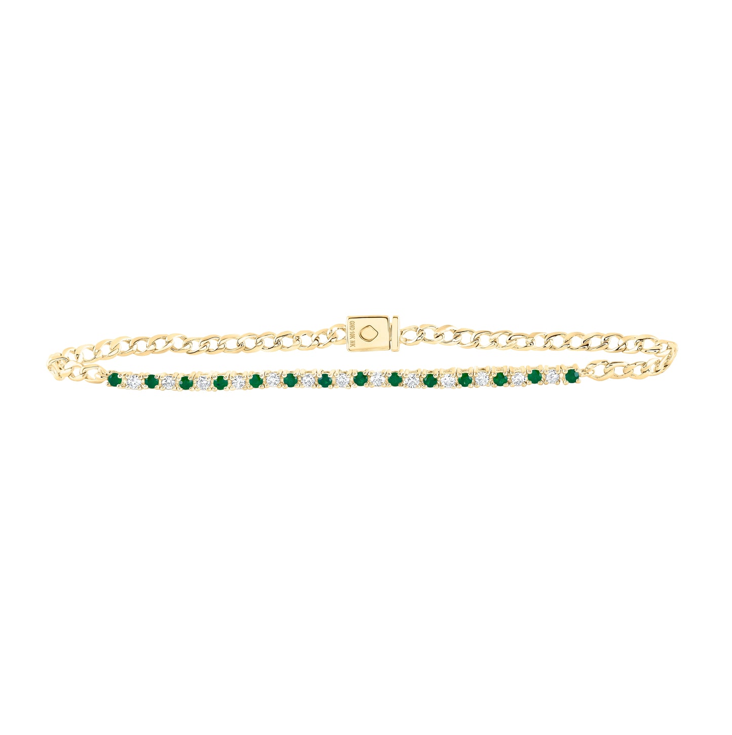 10kt Yellow Gold 1/3 Ctw Diamond Nk 1/3ct Emerald Bracelet (7 Inch)