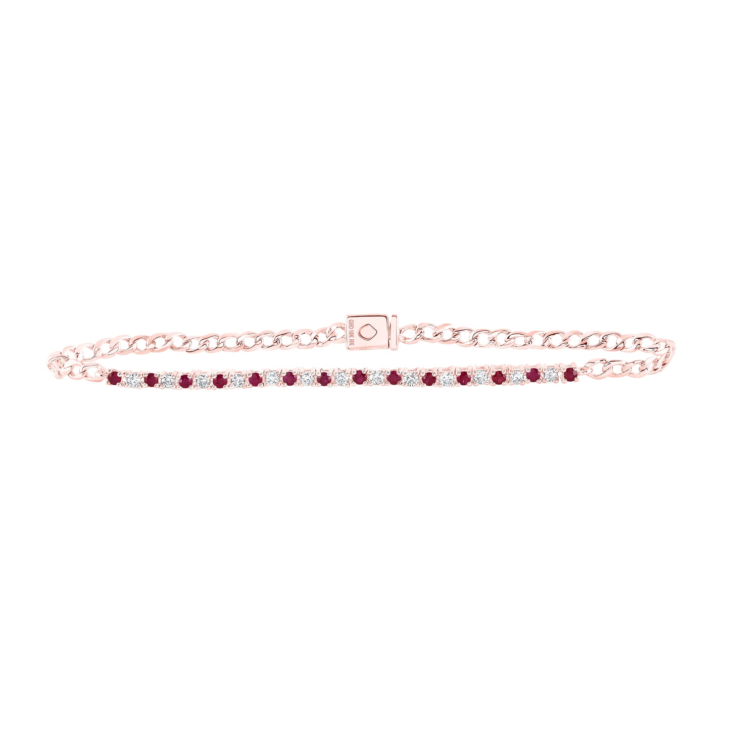 10K Rose Gold Womens Round Ruby Diamond Tennis Bracelet 1 Cttw