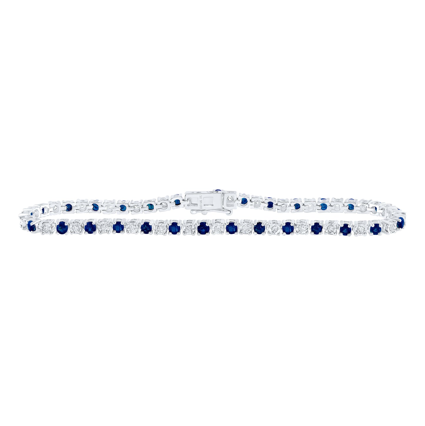 10kt White Gold 1/2ctw Diamond Nk 2 3/4ct Sapphire Bracelet