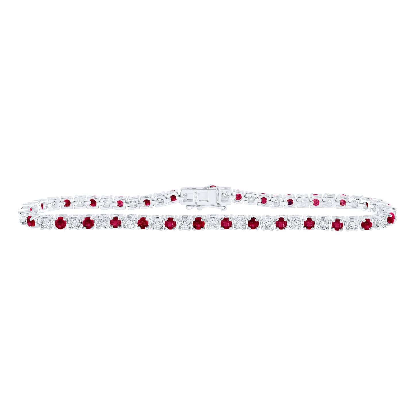 10kt White Or Rose Gold 1/2ctw Diamond Nk 2 1/2ct Ruby Bracelet