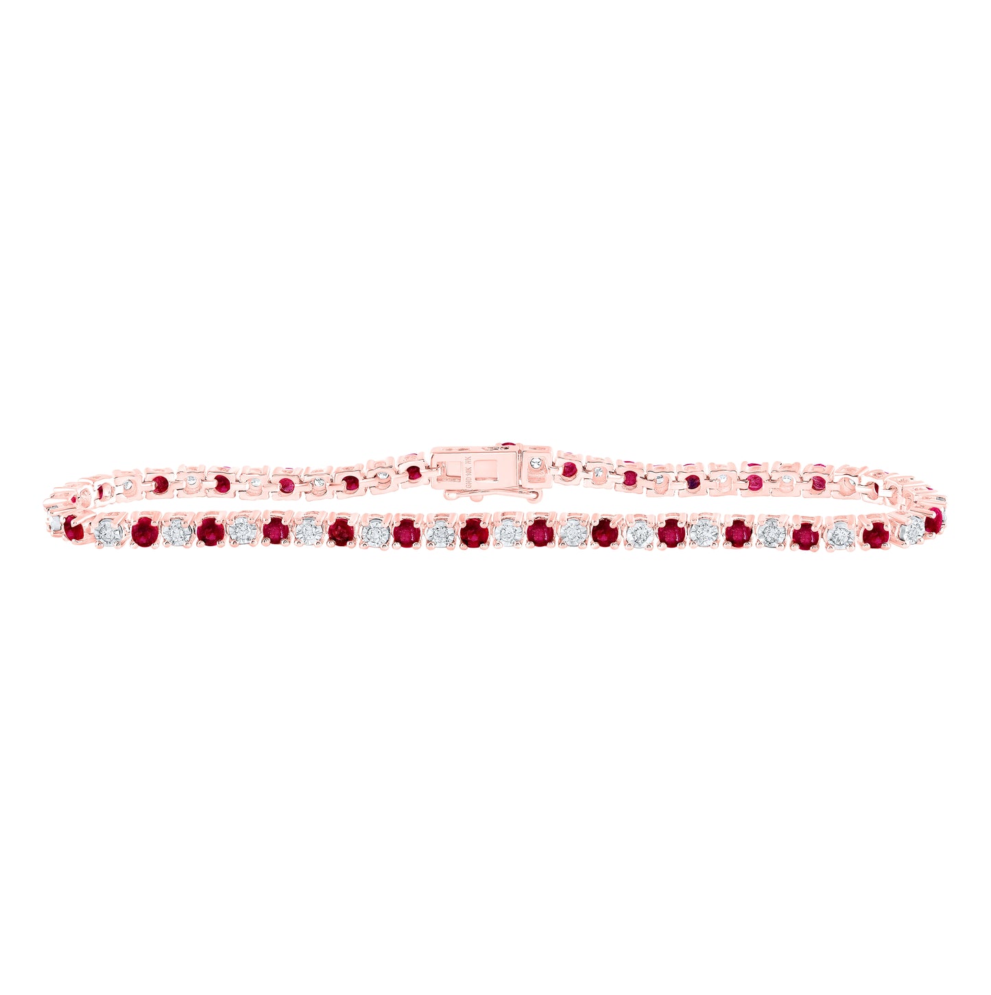 10kt White Or Rose Gold 1/2ctw Diamond Nk 2 1/2ct Ruby Bracelet