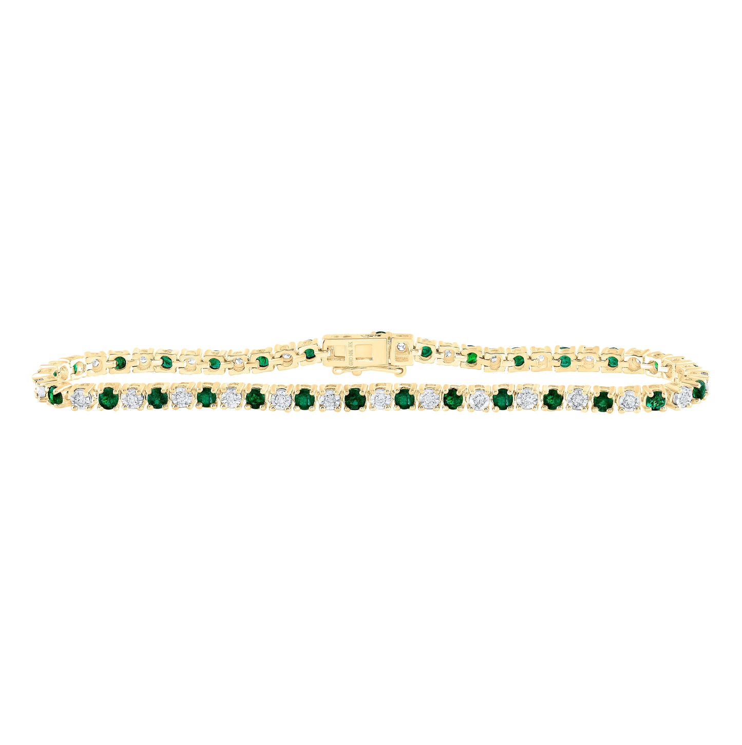 10kt Yellow Gold 1/2ctw Diamond Nk 2ct Emerald Bracelet