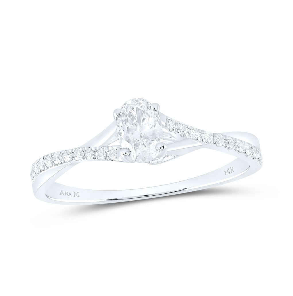 14kt Yellow Or White White Gold 3/8ctw Diamond Ana M 1/3ct-cov No Halo Engagement Ring Cert