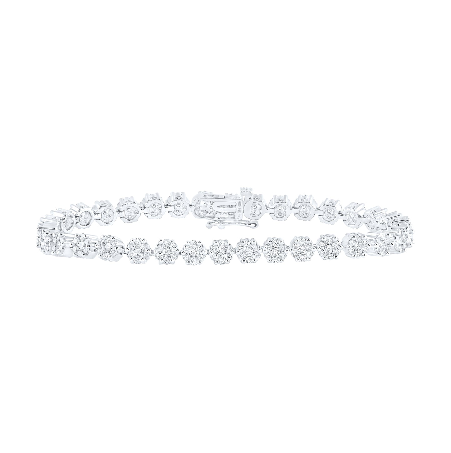14kt White Gold 4 Ctw Diamond Nke Flower Bracelet (7 Inch)