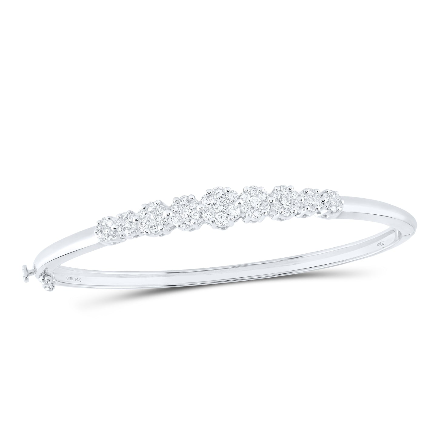 14kt White Gold 2 Ctw Diamond Nke Flower Bangle