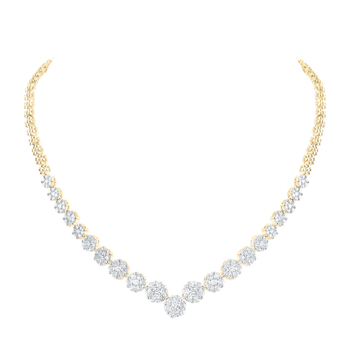 14kt Yellow Or White Gold 5 Ctw Diamond Nke Flower Necklace (16 Inch)