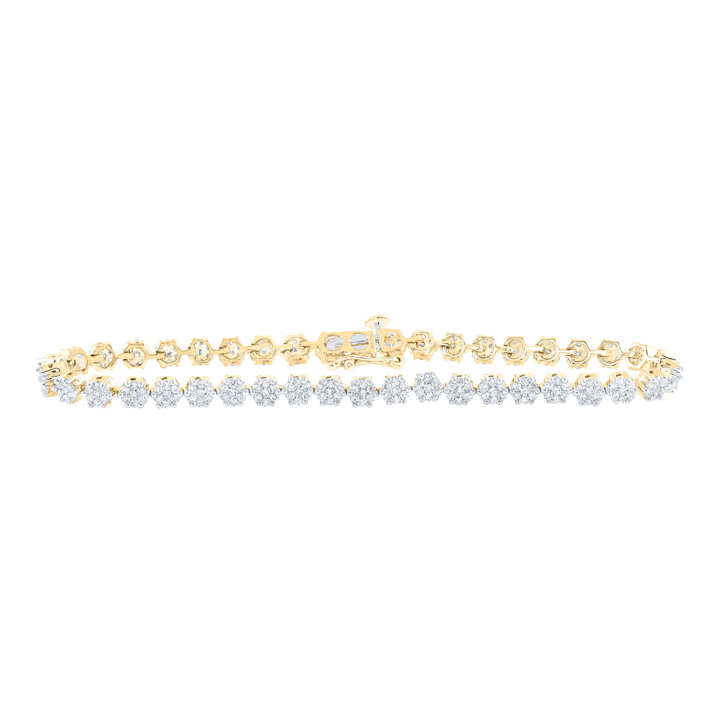14kt Yellow Or White Gold 2 Ctw Diamond Nke Flower Bracelet (7 Inch)