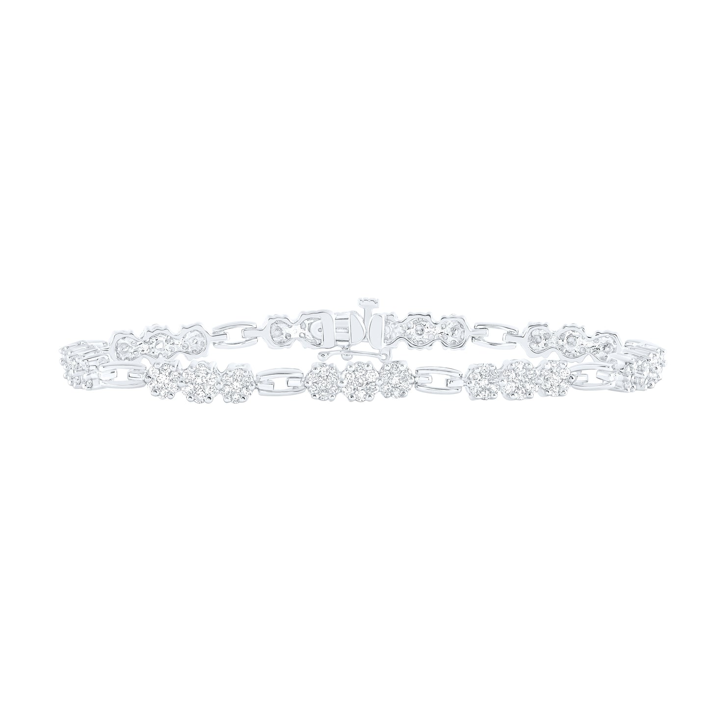 14kt White Gold 2 1/2ctw Diamond Nke Flower Bracelet (7 Inch)