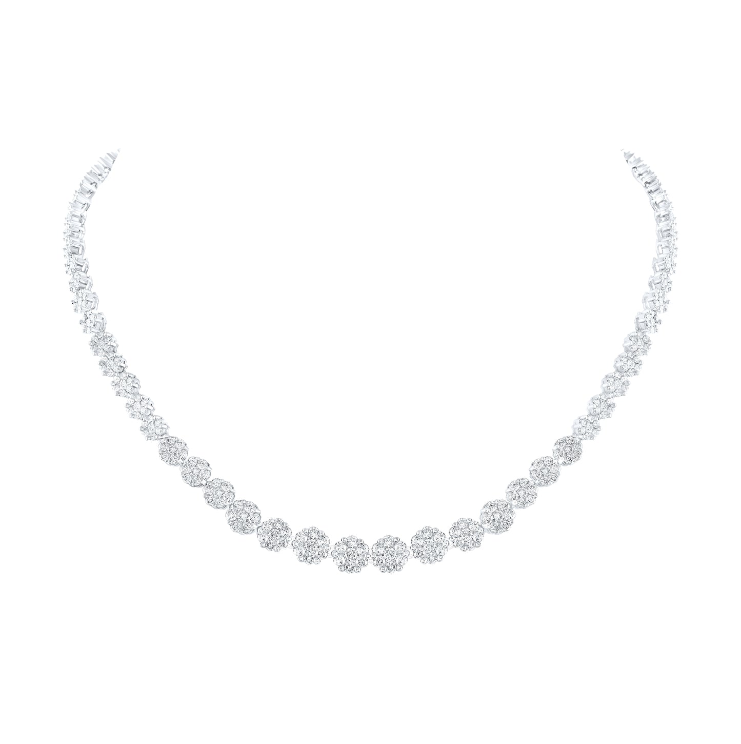 14kt Yellow Or White Gold 10ctw Diamond Nke Flower Necklace (16 Inch)