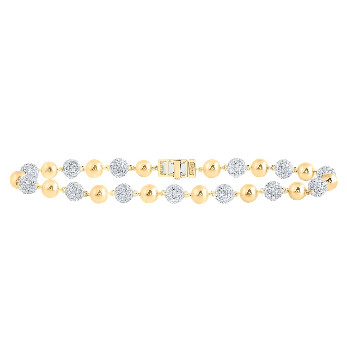 10kt Yellow Gold 5 1/2ctw Diamond Nk Ball Mens Bracelet (9 Inch)