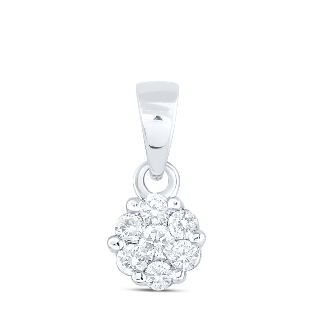 10kt Yellow Or White Gold 1/10ctw Diamond Nk Flower Fashion Pendant