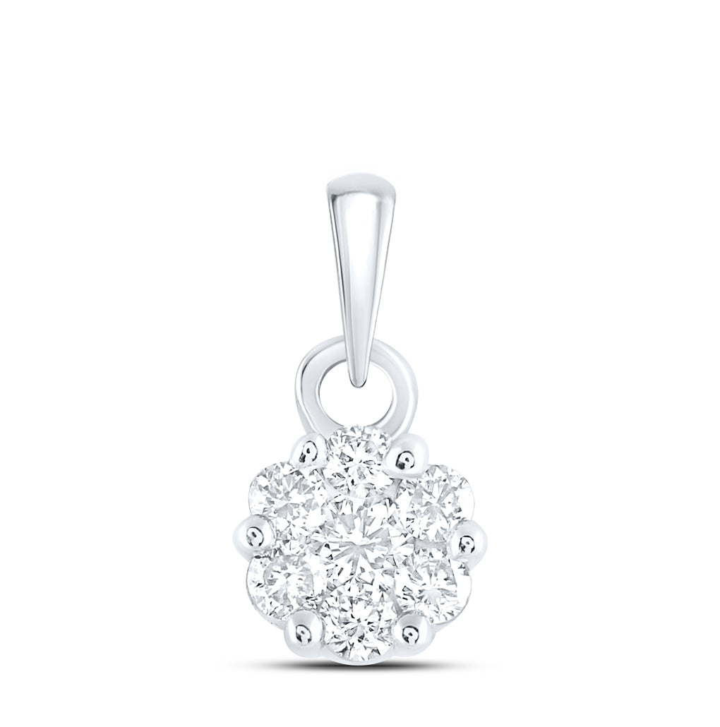 10kt Yellow Or White Gold 1/4ctw Diamond Nk Flower Fashion Pendant