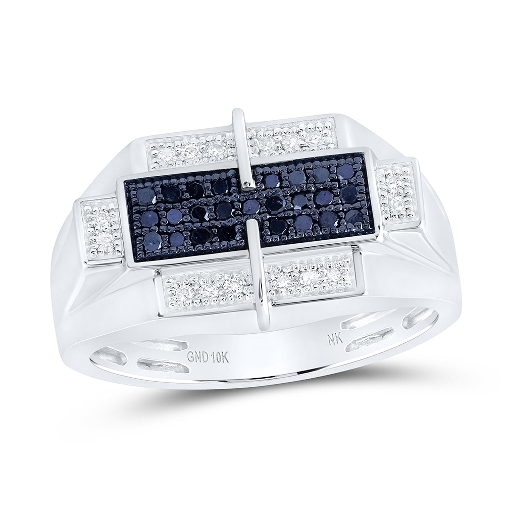 10kt White Gold 1/3ctw Diamond Nk Mens Band
