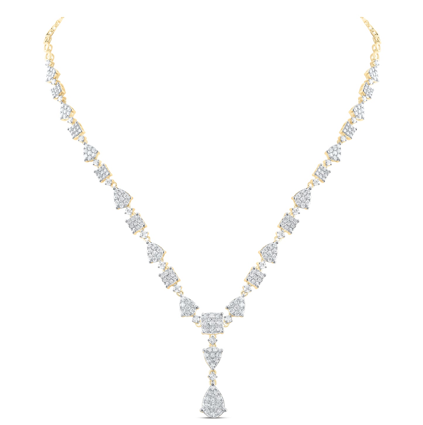14K Yellow Or White Gold 3 3/4ctw Diamond Ana M Fashion Necklace (17 Inch)