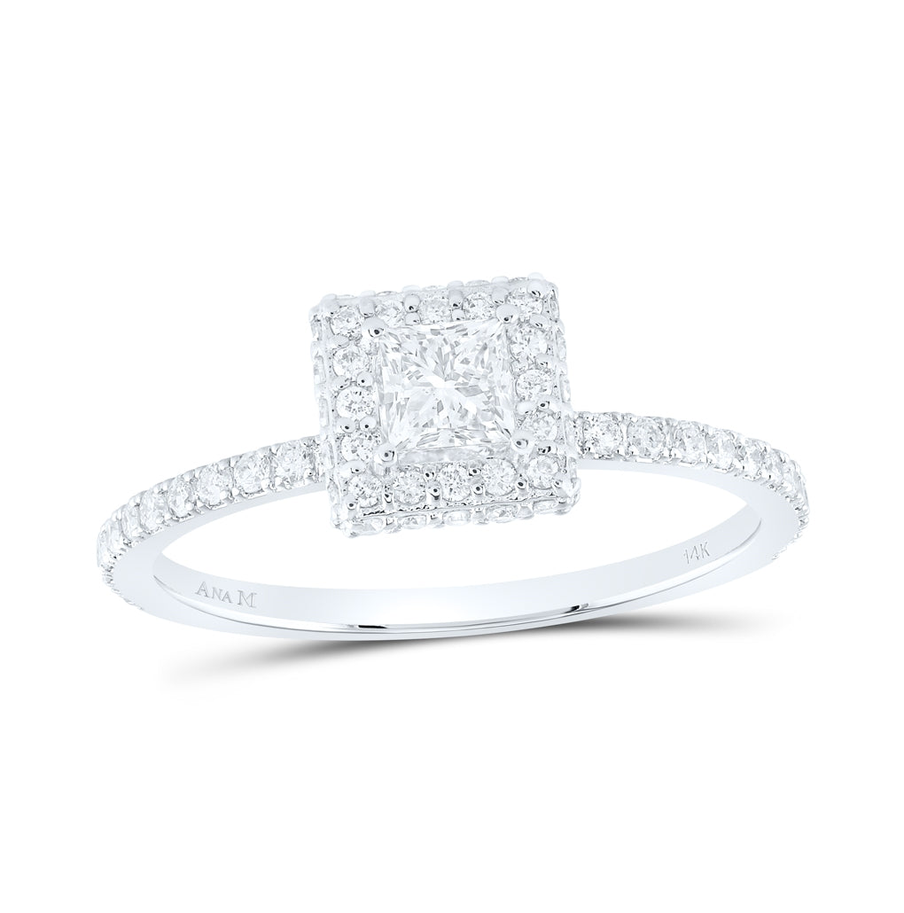 14K Yellow Or White Gold 3/4ctw Diamond Ana M 1/3ct-cpr Single Halo Engagement Ring