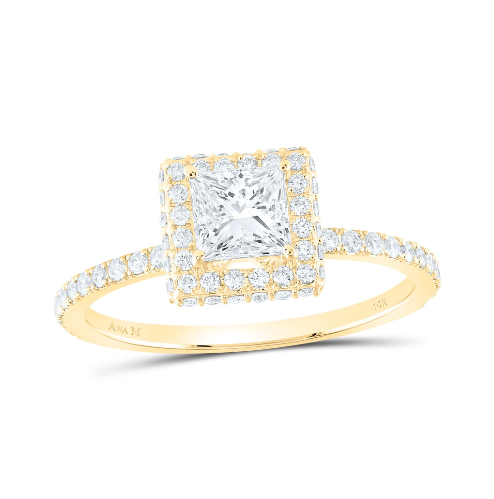 14K Yellow Or White Gold 1 1/5ctw Diamond Ana M 3/4ct-cpr Single Halo Engagement Ring