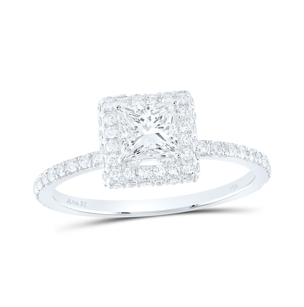 14K Yellow Or White Gold 1 1/5ctw Diamond Ana M 3/4ct-cpr Single Halo Engagement Ring