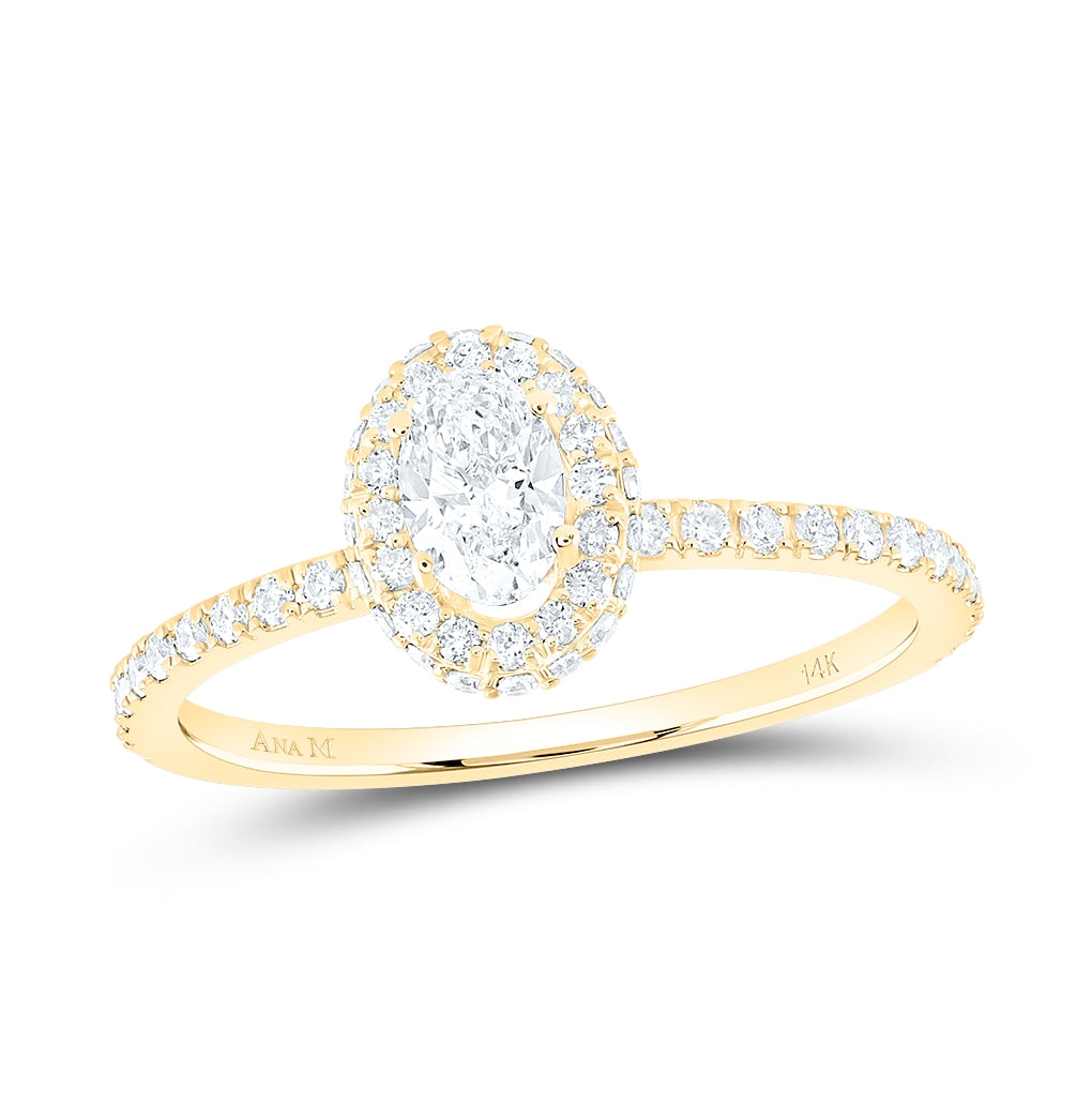 14K Yellow Or White Gold 3/4ctw Diamond Ana M 1/3ct-cov Single Halo Engagement Ring