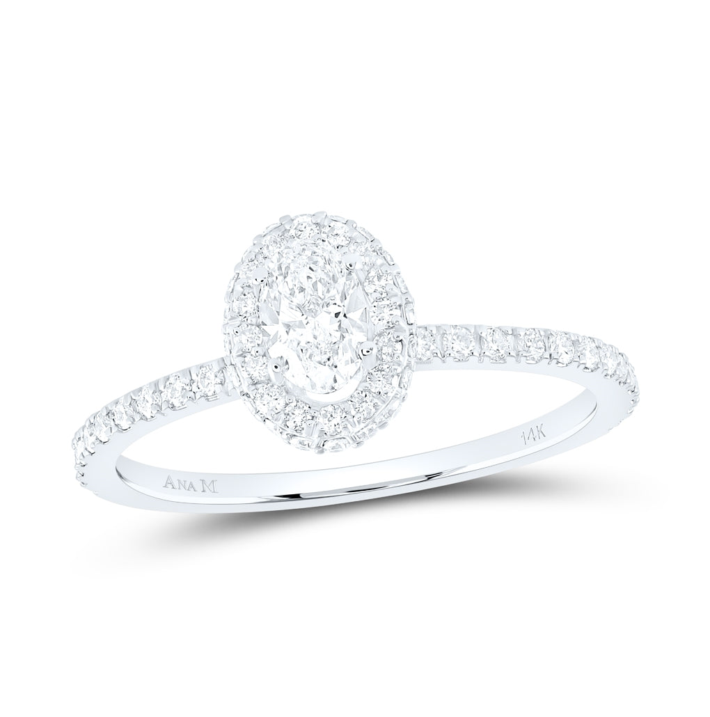 14K Yellow Or White Gold 3/4ctw Diamond Ana M 1/3ct-cov Single Halo Engagement Ring