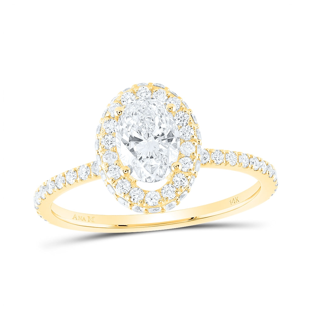 14K Yellow Or White Gold 1 1/3ctw Diamond Ana M 3/4ct-cov Single Halo Engagement Ring