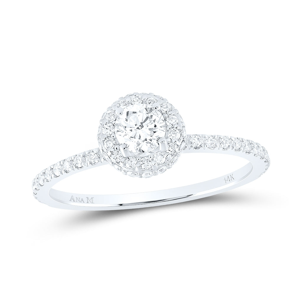 14K Yellow Or White Gold 5/8ctw Diamond Ana M 1/3ct-crd Engagement Single Halo Ring