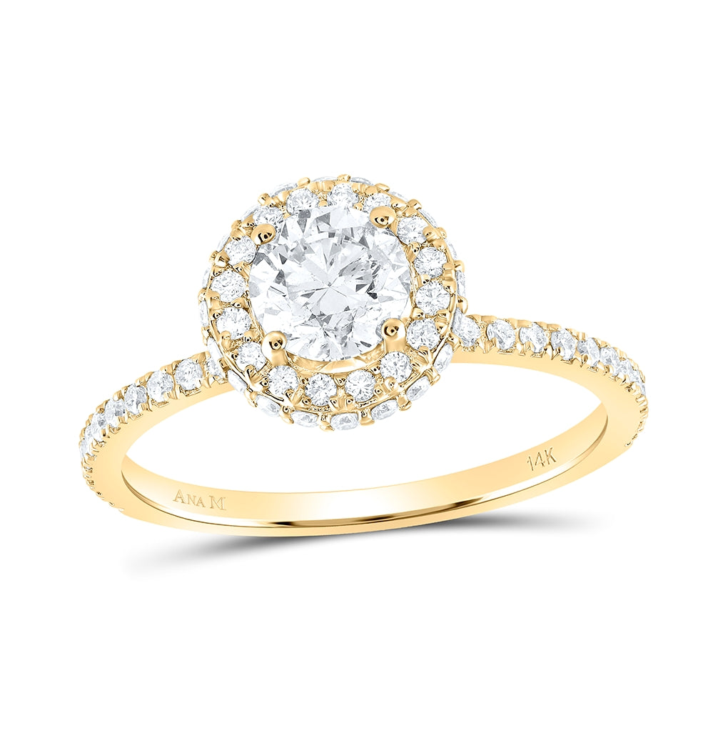 14K Yellow Or White Gold 1ctw Diamond Ana M 3/4ct-crd Engagement Single Halo Ring