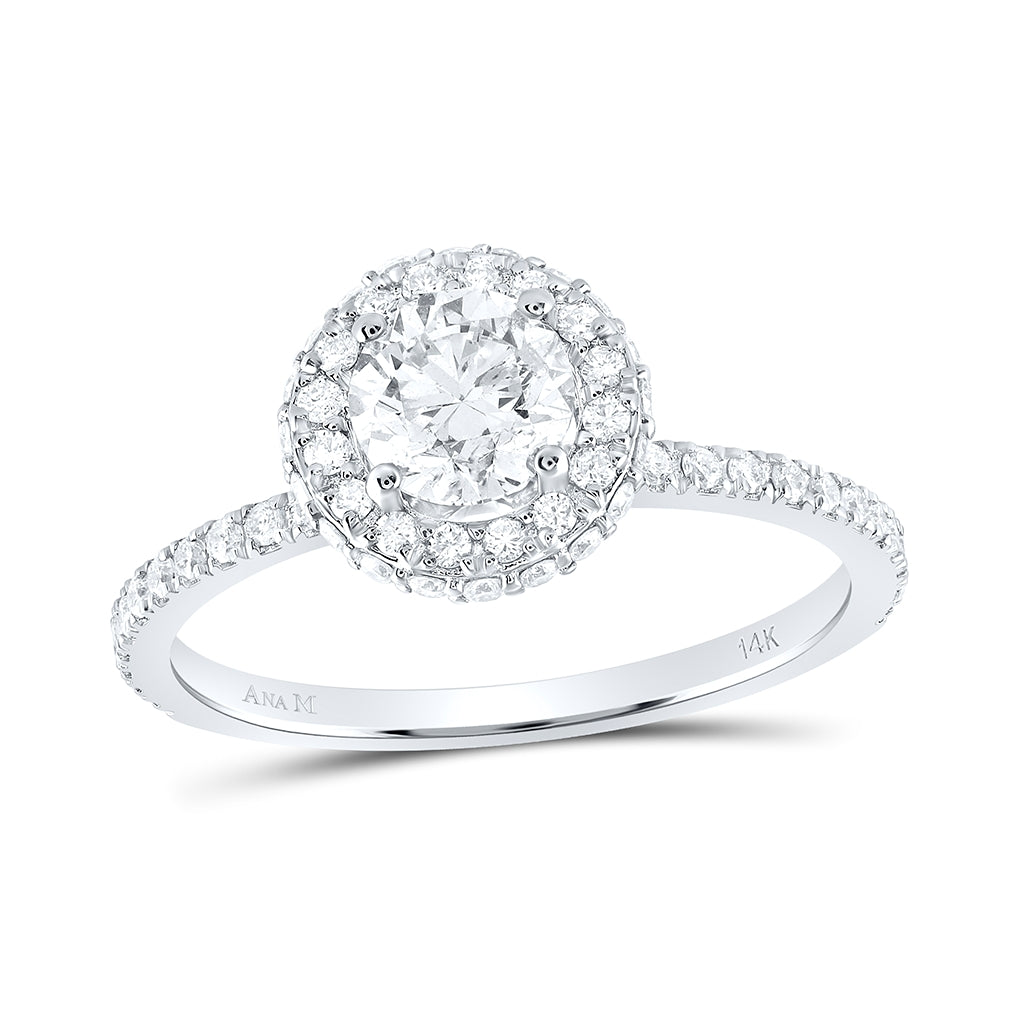 14K Yellow Or White Gold 1ctw Diamond Ana M 3/4ct-crd Engagement Single Halo Ring
