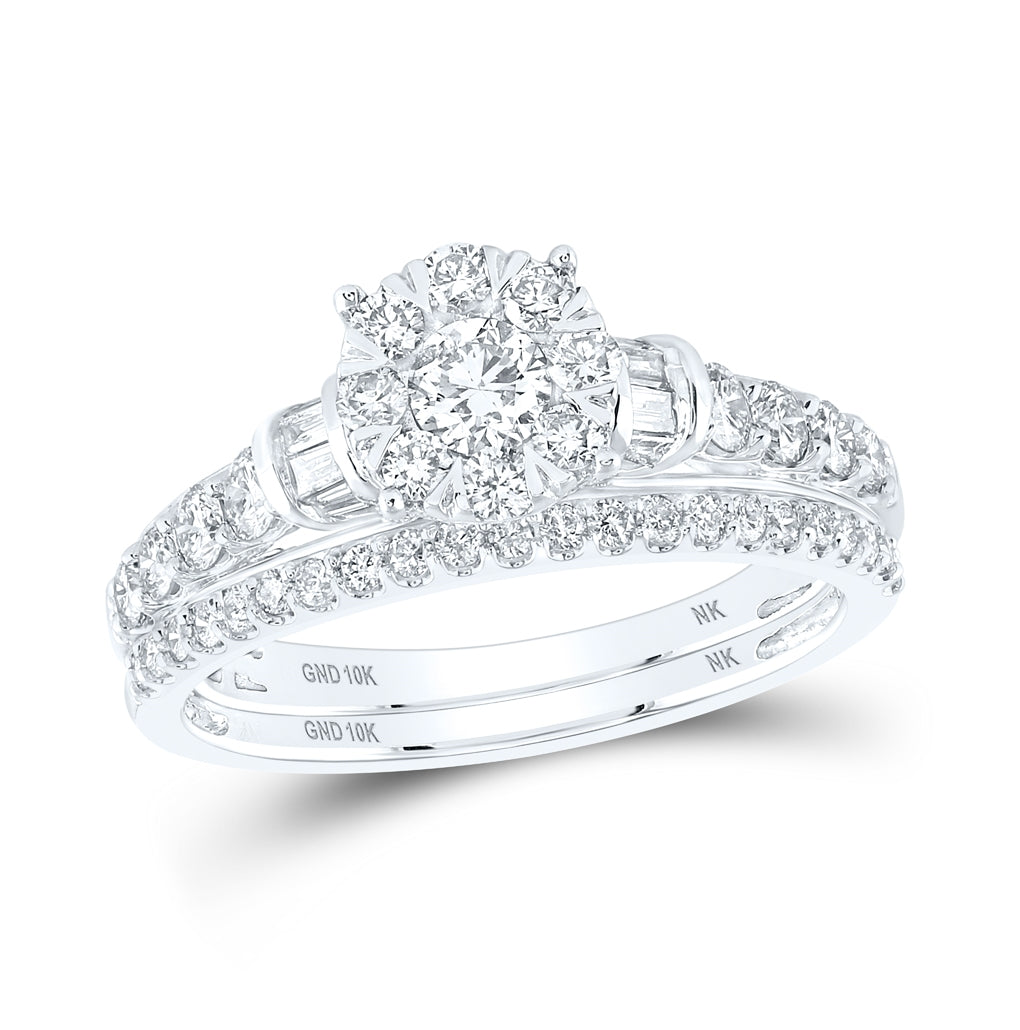 10kt Yellow Or White Gold 1ctw Diamond Nk 1/5ct-crd Bridal Set Single Halo