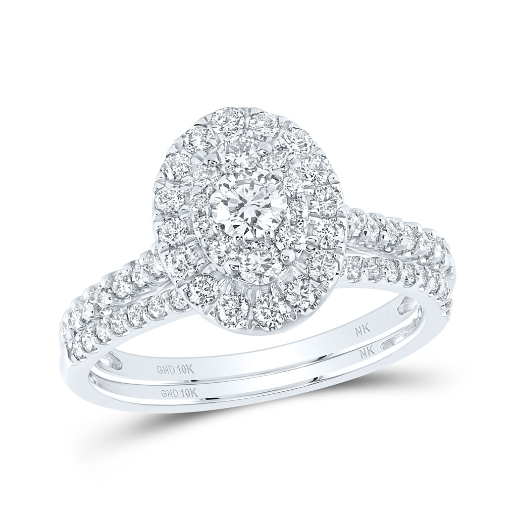 10K Yellow Or White Gold 1ctw Diamond Nk 1/5ct-crd Bridal Set Double Halo