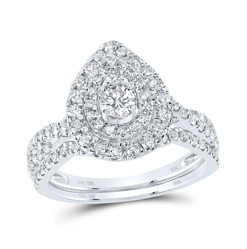 10K Yellow Or White Gold 1ctw Diamond Nk 1/5ct-crd Bridal Set Double Halo