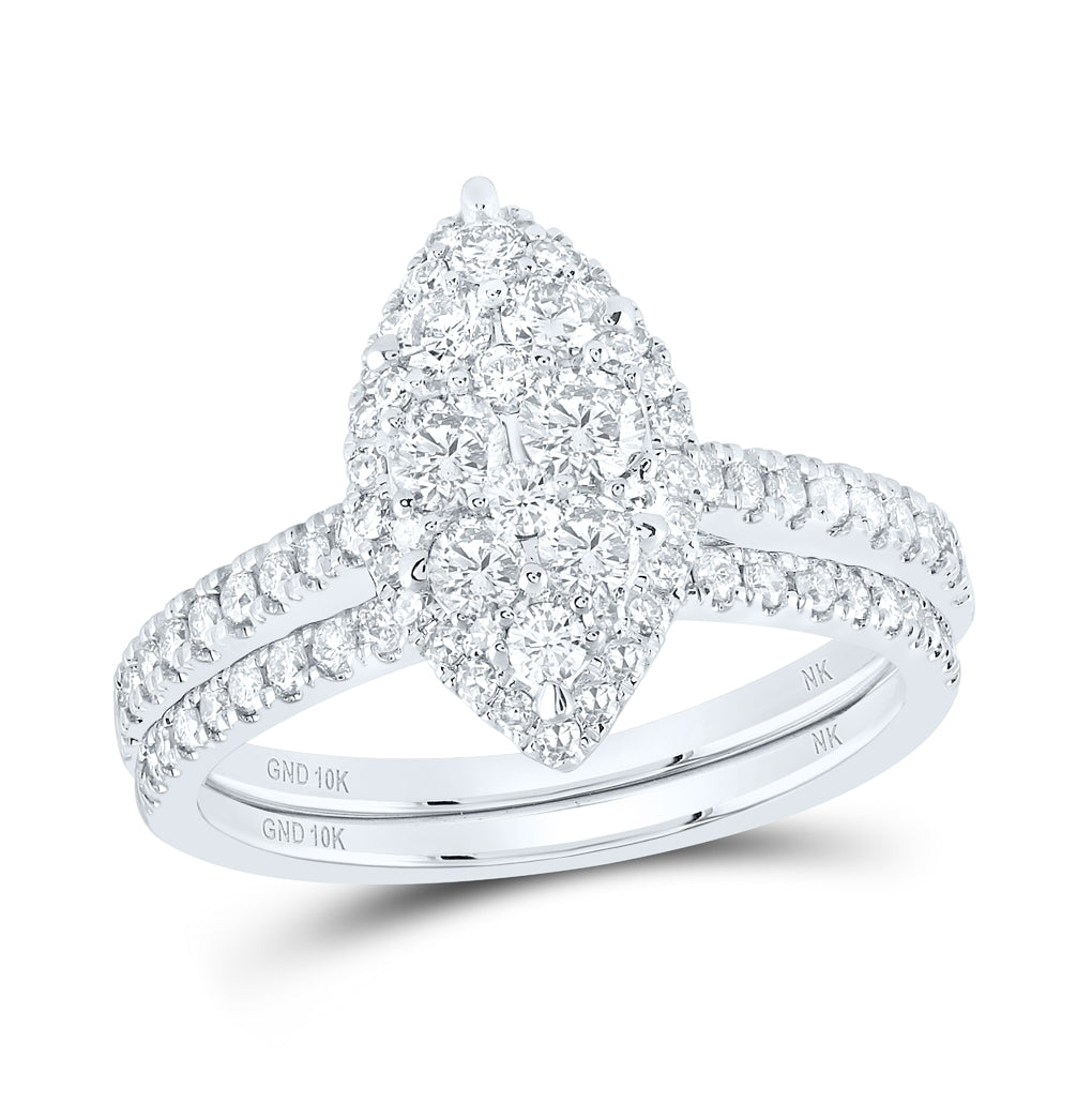 10K White Gold Round Womens Diamond Fashion Bridal Set 1ct