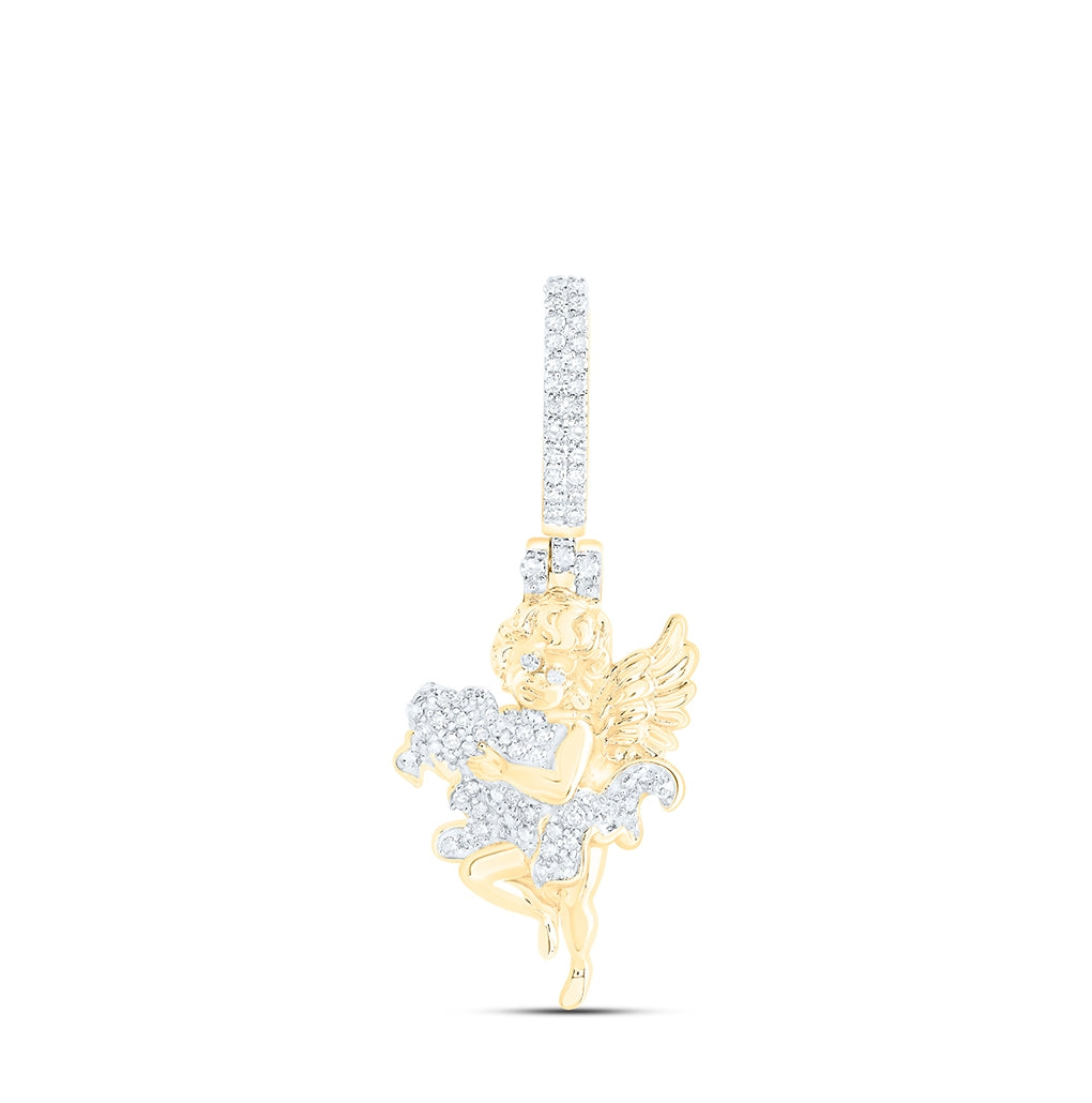 10kt Yellow Gold 1/4ctw Dia Nk Angel Mens Charm