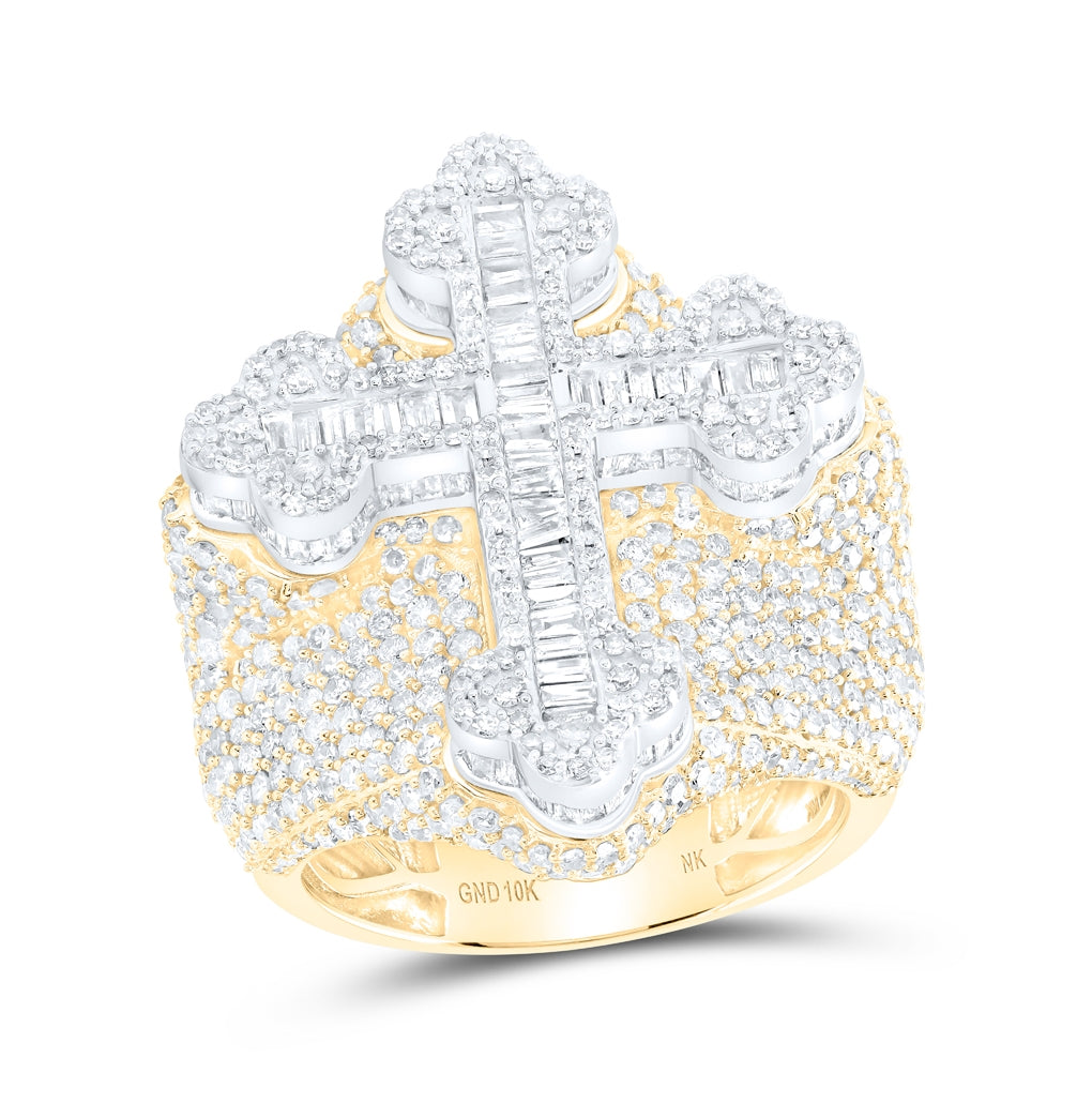 10kt Yellow Gold 5 Ctw Diamond Nk Men's Cross Ring