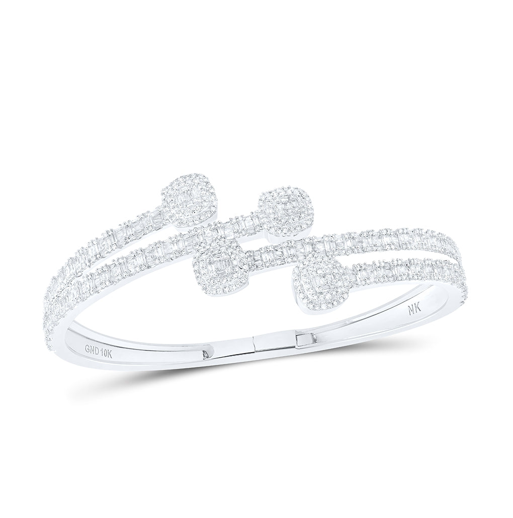 10K Yellow Or White Gold 3 1/4ctw Dia. Nk Cuff Ladies Bangle (55x65 Mm)