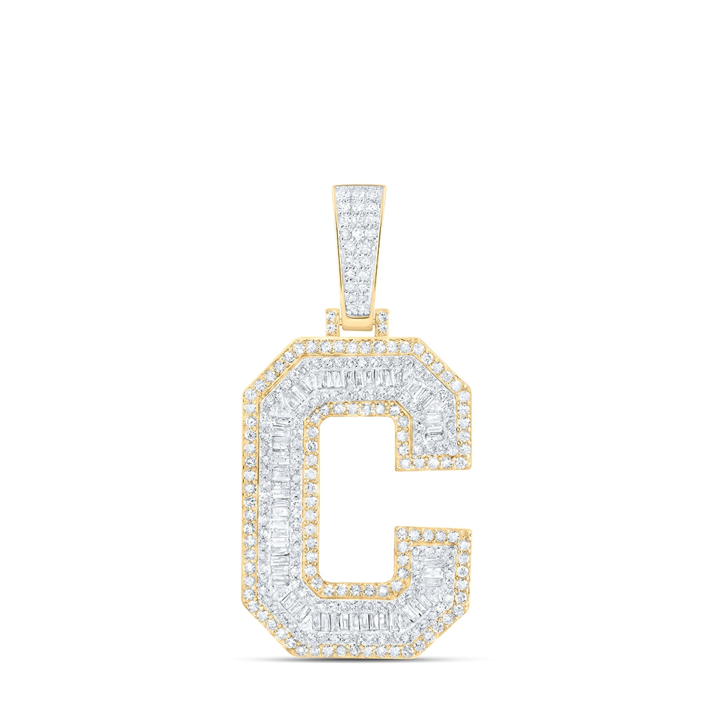 10kt Yellow Gold Diamond P1 Initial Mens Pendant
