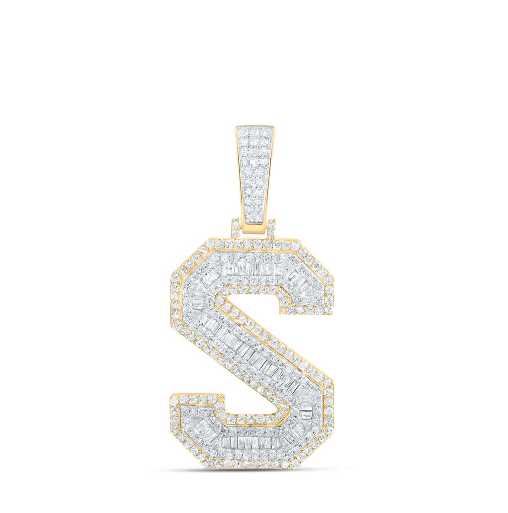 10kt Yellow Gold Diamond P1 Initial Mens Pendant