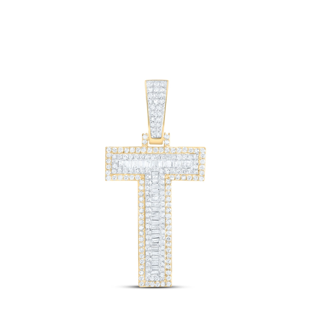 10kt Yellow Gold Diamond P1 Initial Mens Pendant