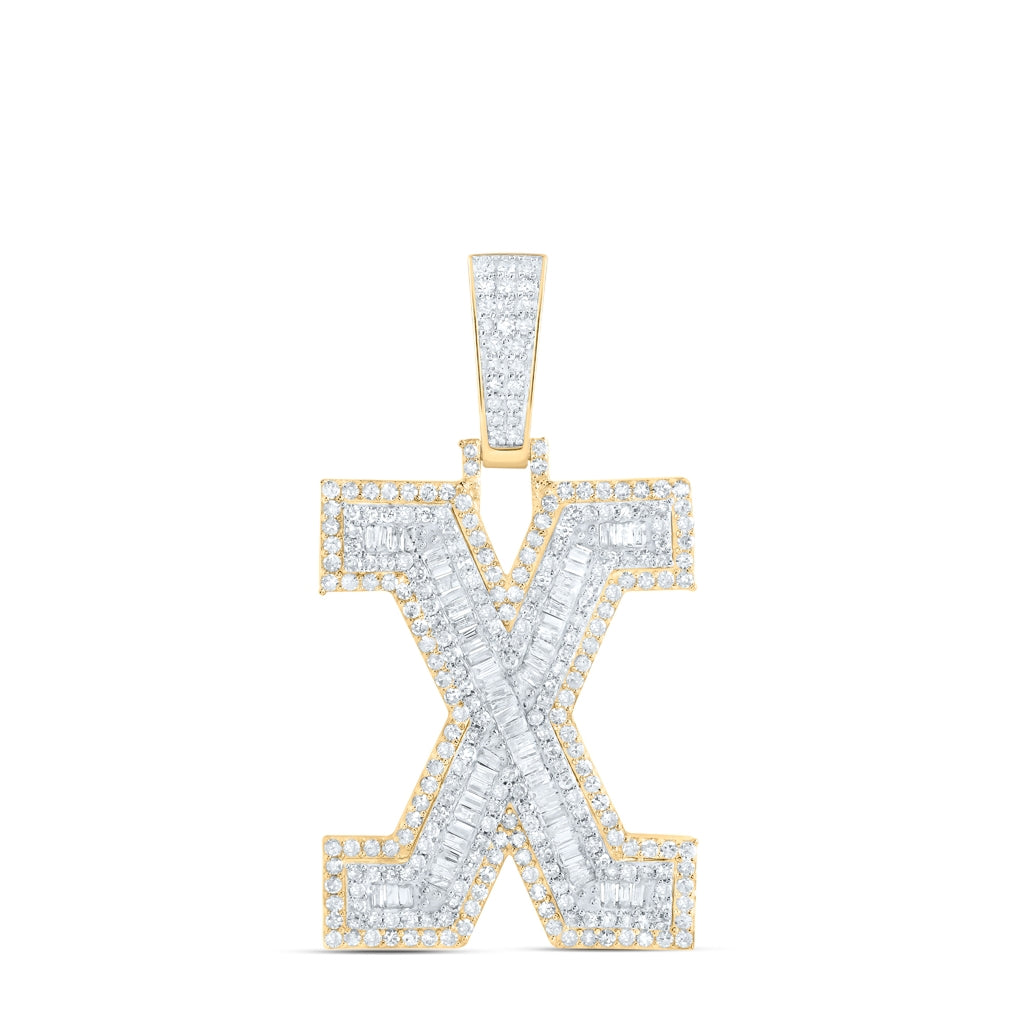 10kt Yellow Gold Diamond P1 Initial Mens Pendant