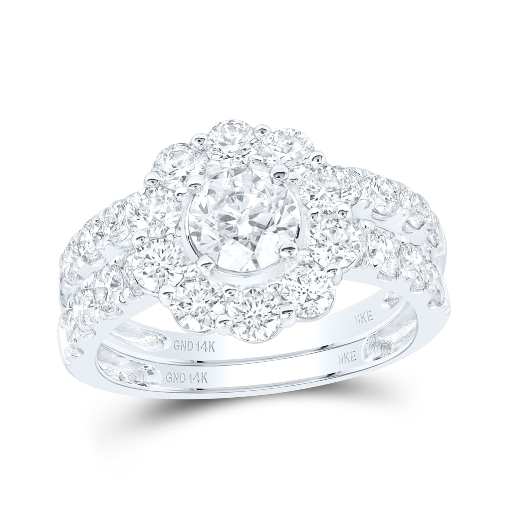 14kt White Gold 3ctw Diamond Nke 3/4ct-crd Bridal Set Single Halo