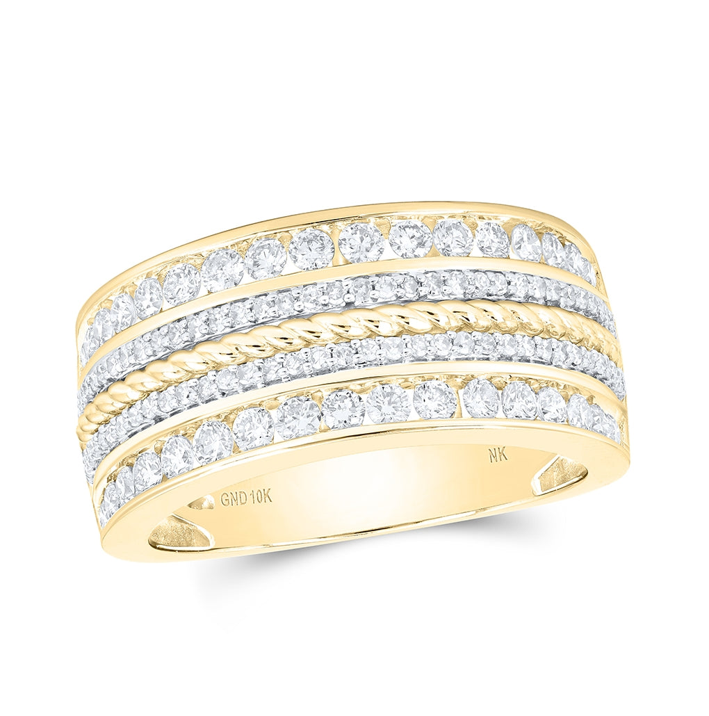 10kt Yellow Or White Gold 1 3/8ctw Diamond Nk Mens Band