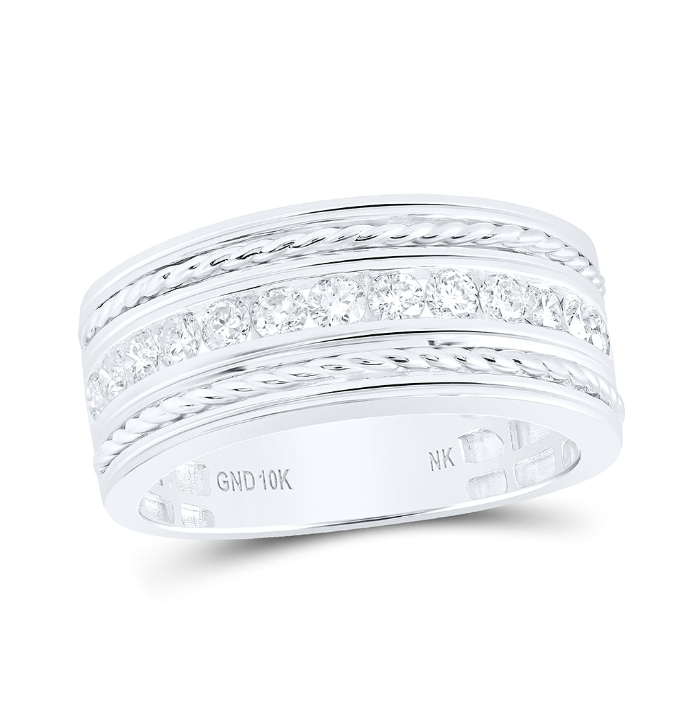 10kt Yellow Or White Gold 7/8ctw Diamond Nk Mens Band