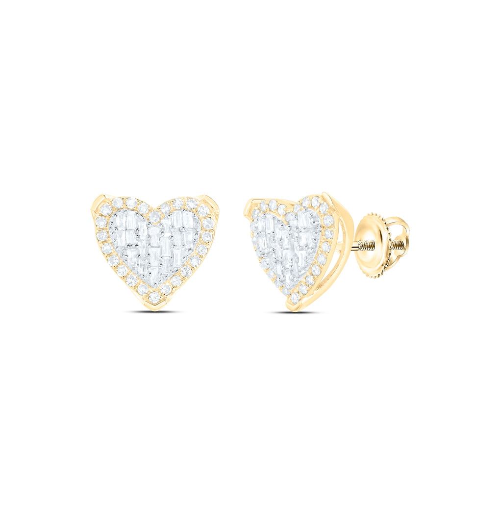 10kt Yellow Or White Gold 1/2ctw Diamond Nk Heart Earring