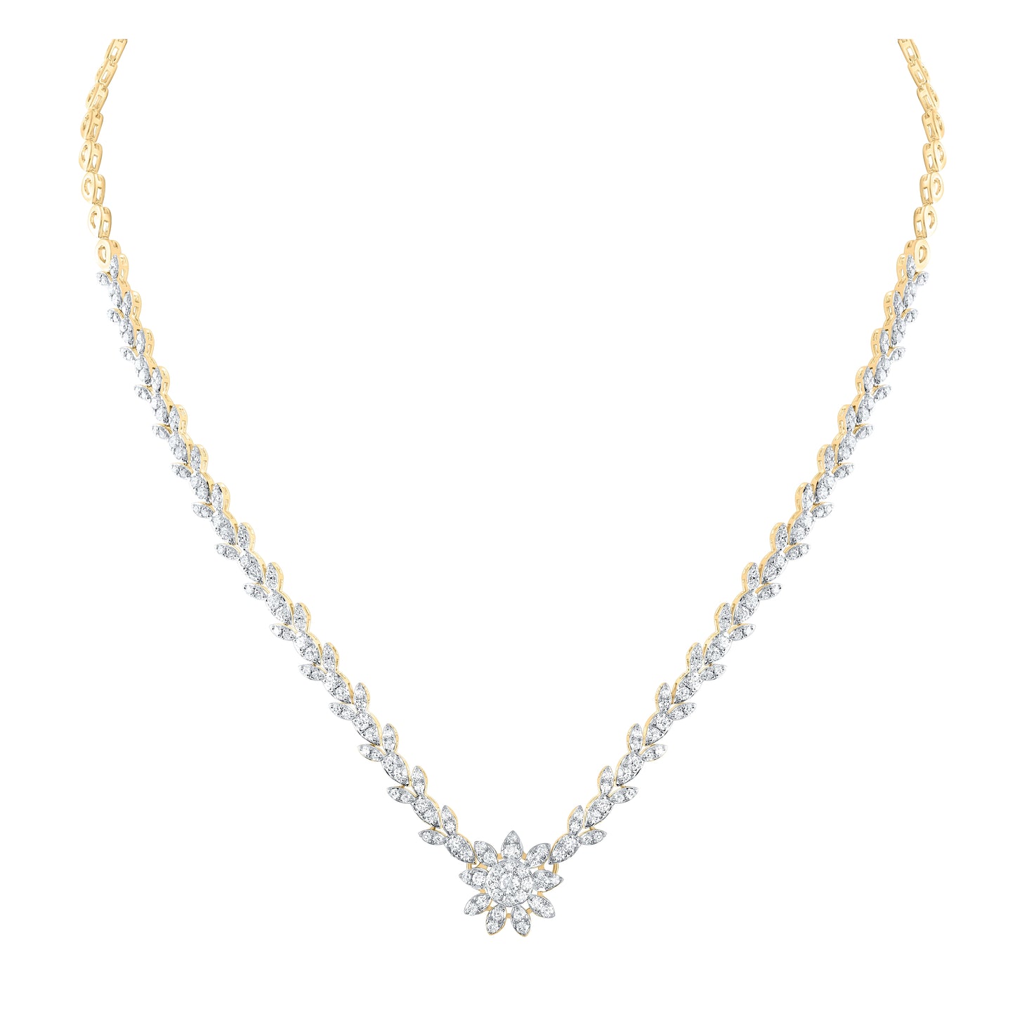 14kt Yellow Or White Gold 2 7/8ctw Diamond Ana M Flower Fashion Necklace (17 Inch)