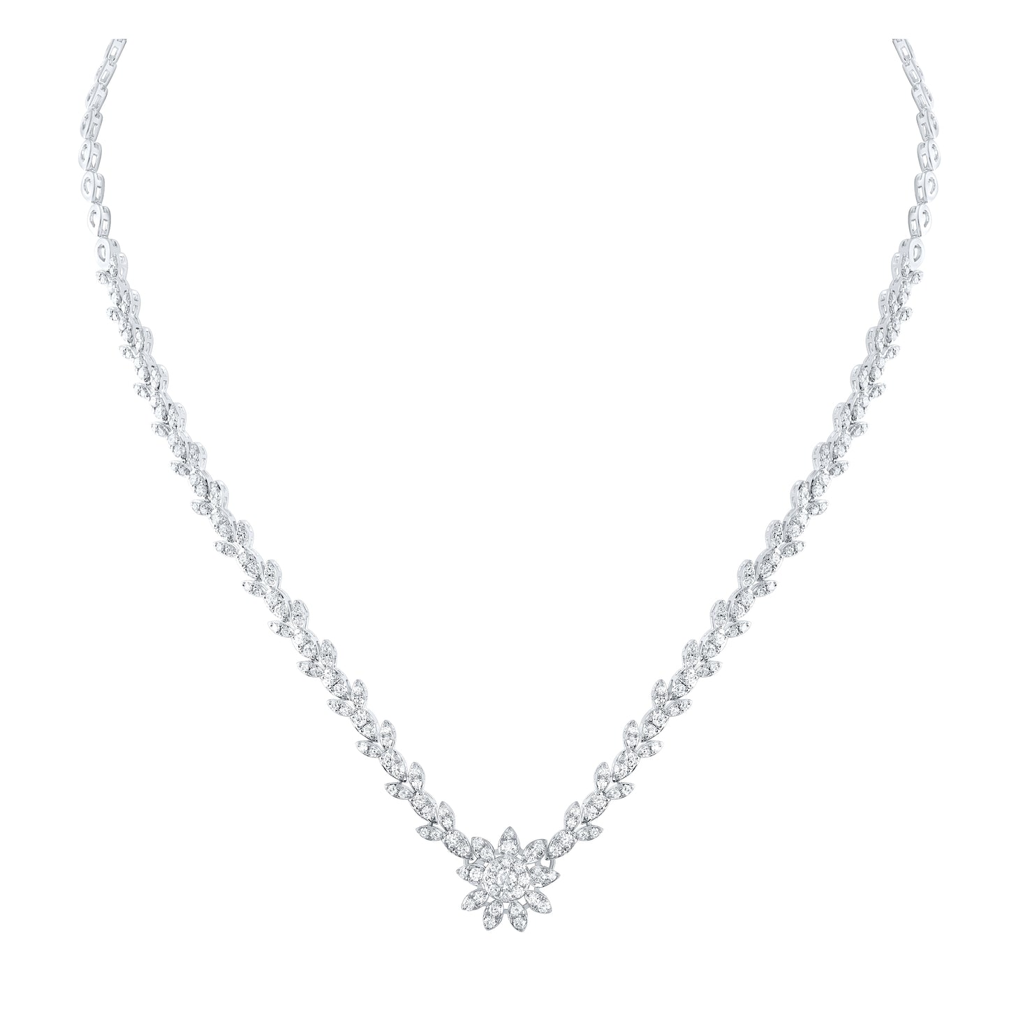 14kt Yellow Or White Gold 2 7/8ctw Diamond Ana M Flower Fashion Necklace (17 Inch)