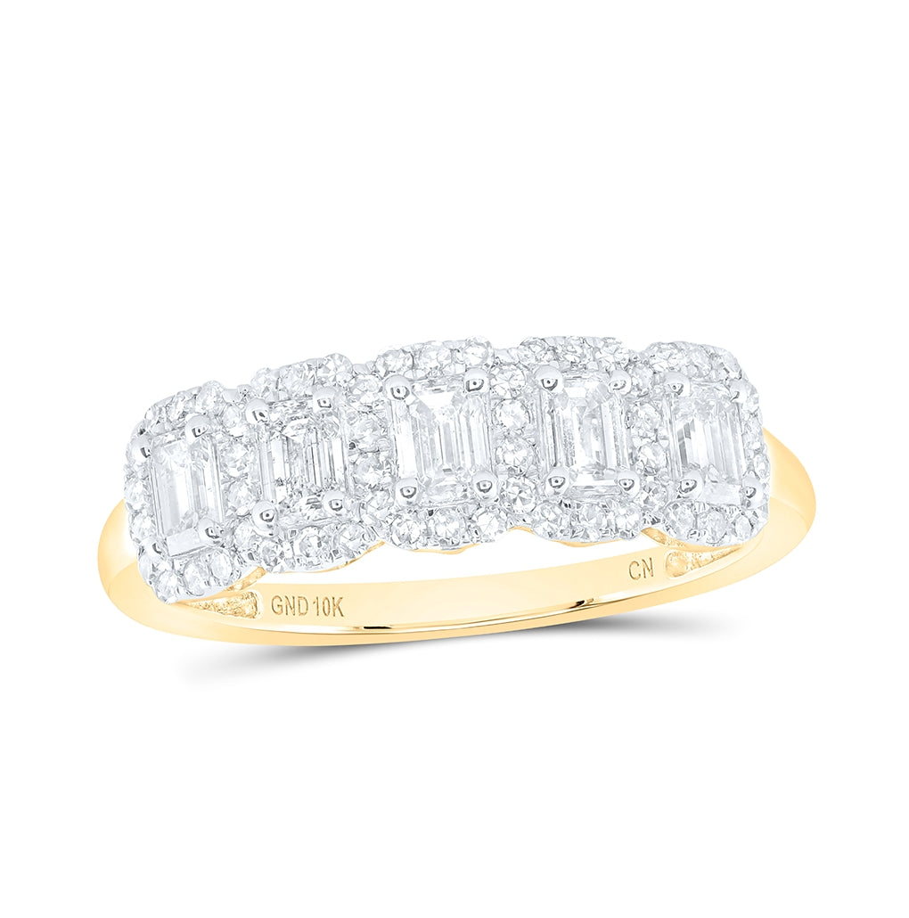 10kt Yellow Gold 1ctw Diamond Cn Emerald Dia Anniversary Fashion Band