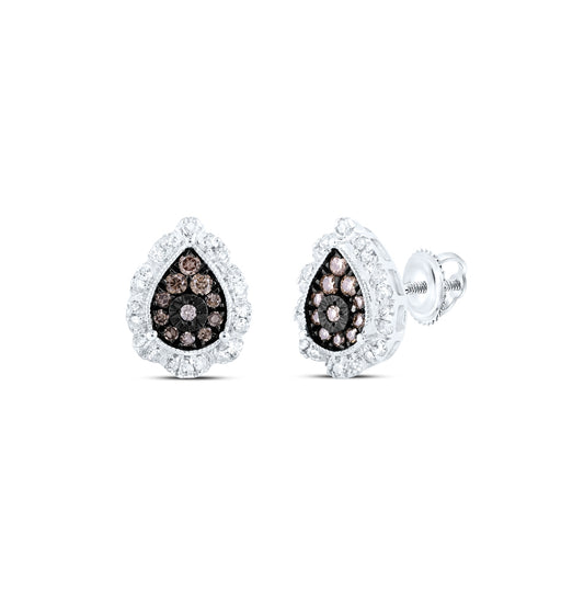 10kt White Gold 3/8ctw Diamond Nk Cognac Pear Earring