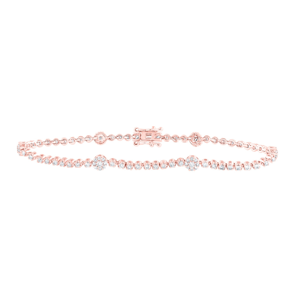 10kt Rose Gold 1 1/2ctw Diamond Nk Ladies Bracelet ( 7 Inch)