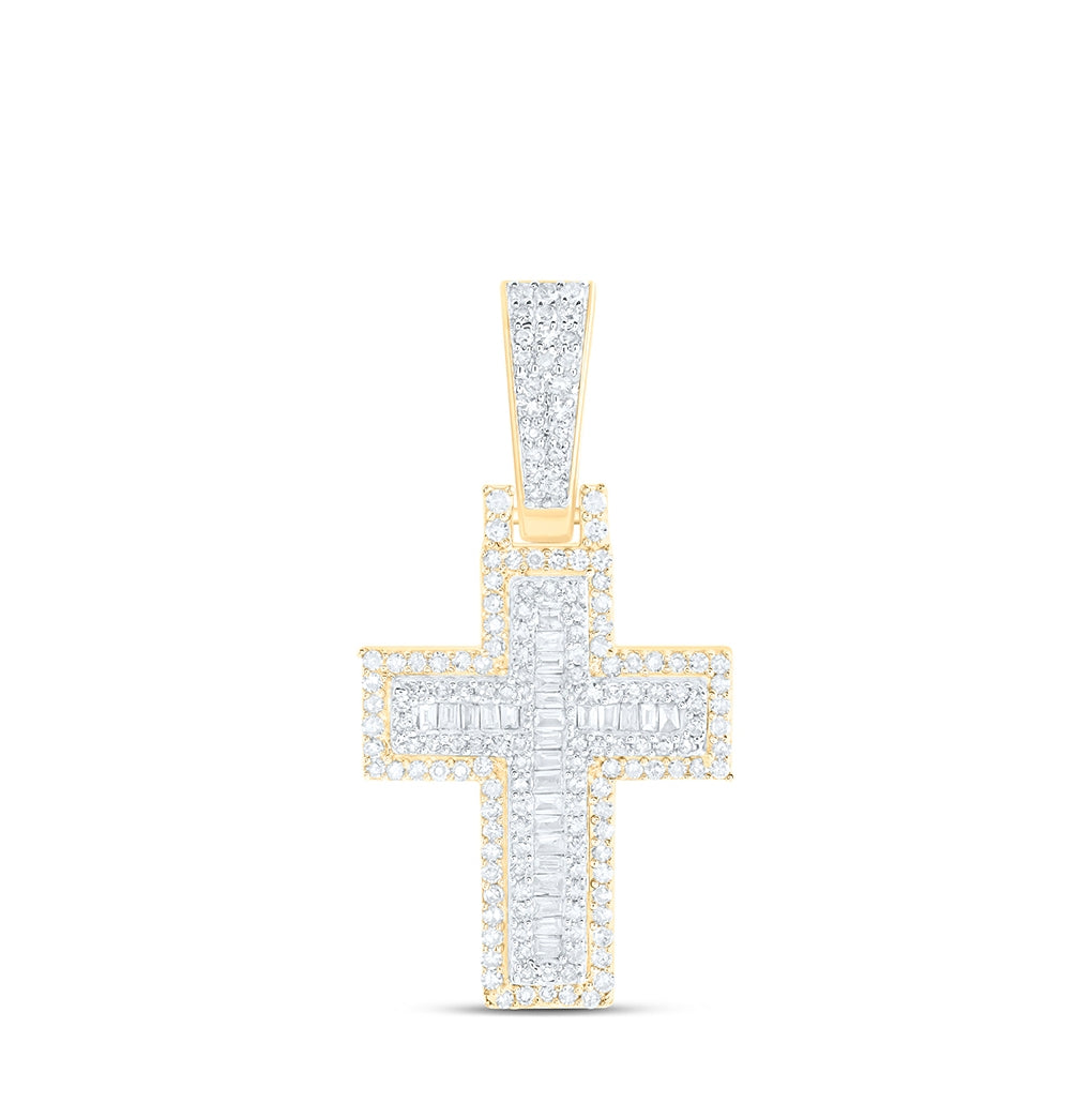 10kt Yellow Gold 5/8 Ctw Diamond Nk Cross Mens Charm
