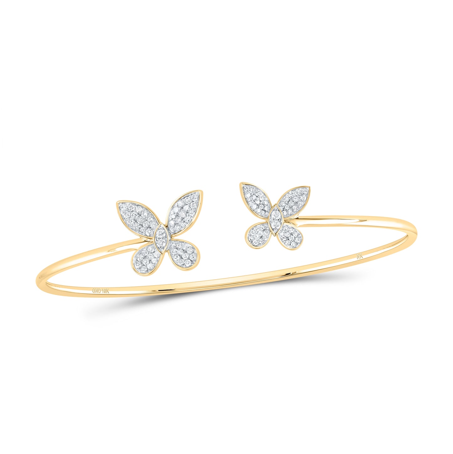 10kt Yellow Gold 1/2 Ctw Dia Nk Butterfly Fashion Bangle (60x48mm)